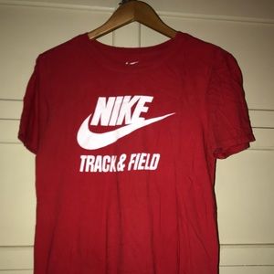 Red Track And Field Nike Logo Shirt